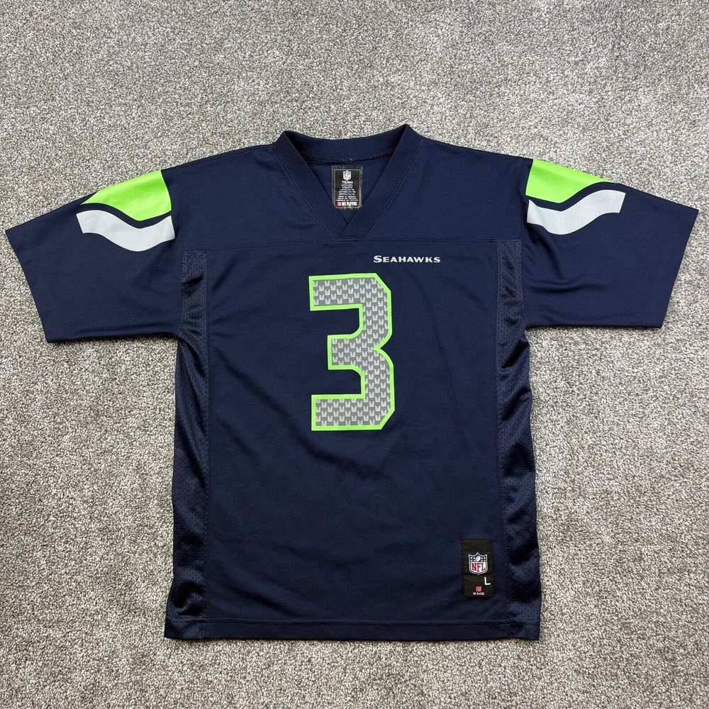 Seattle Seahawks Football Jersey Boys L Blue #3 Russell Wilson Nike NFL Football
